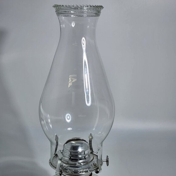 Frosted Glass Lamplight Farms Oil Lamp Embossed Floral Details Clear Chimney VTG - Picture 7 of 12